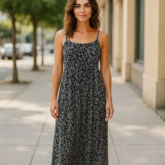 Nine Britton Black Sequin Spaghetti Strap Maxi Dress - Picture 2 of 11